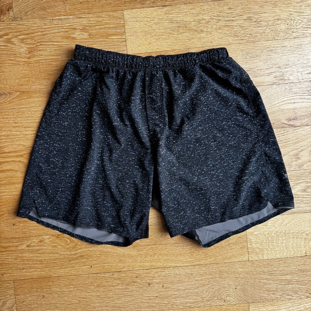 Patterned Black Lululemon Athletic Shorts